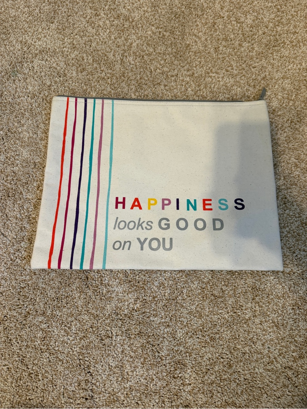 thirty-one Canvas Pouch in Multicolor Stripe and Text